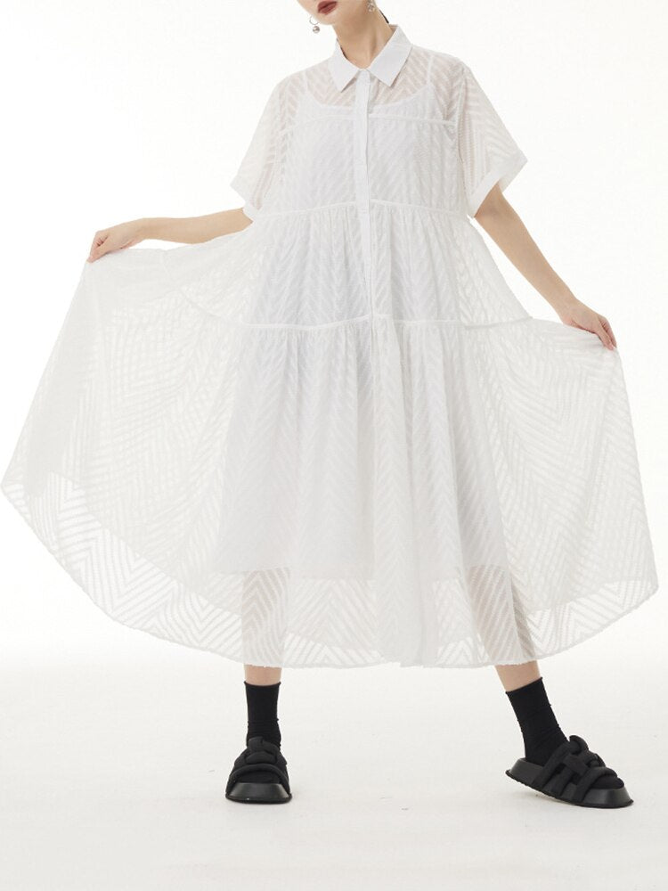 
                      
                        Lace Gauze Shirt Dress
                      
                    