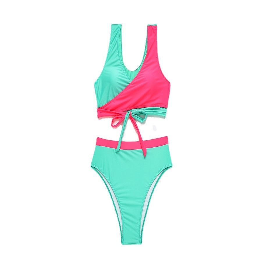 Plus Size Bikini Split Cross Color