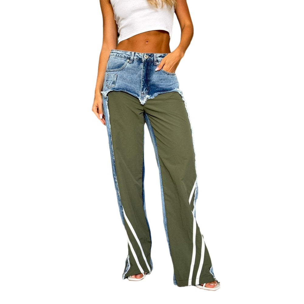 
                      
                        Low Waist Contrast Wide-leg Jeans
                      
                    