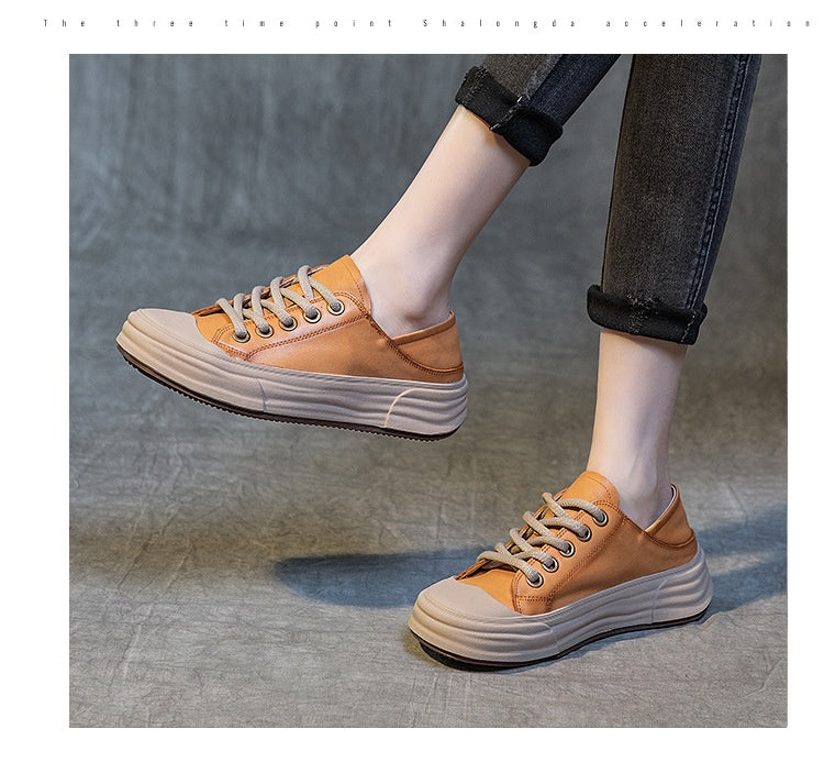 
                      
                        Retro Flat Heel Soft Bottom Calf Leather Shoes
                      
                    