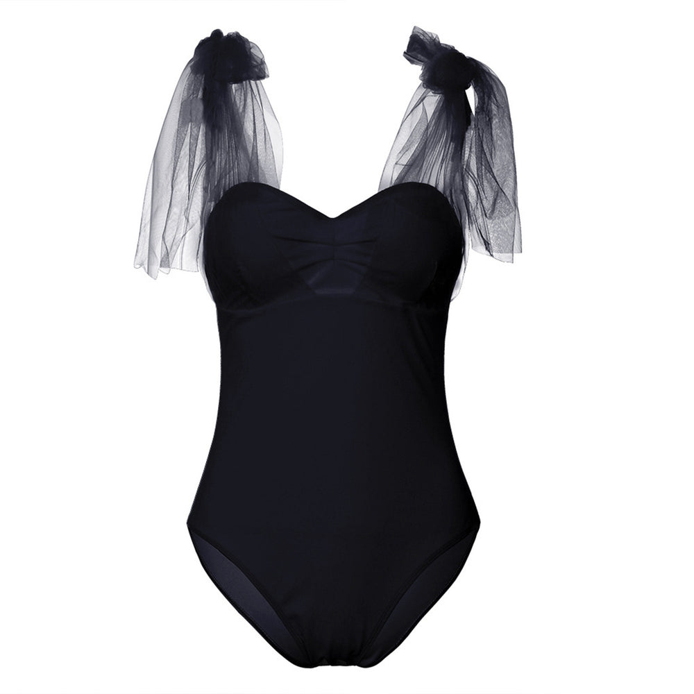 
                      
                        Creative Solid Mesh Banded Swimsuit
                      
                    