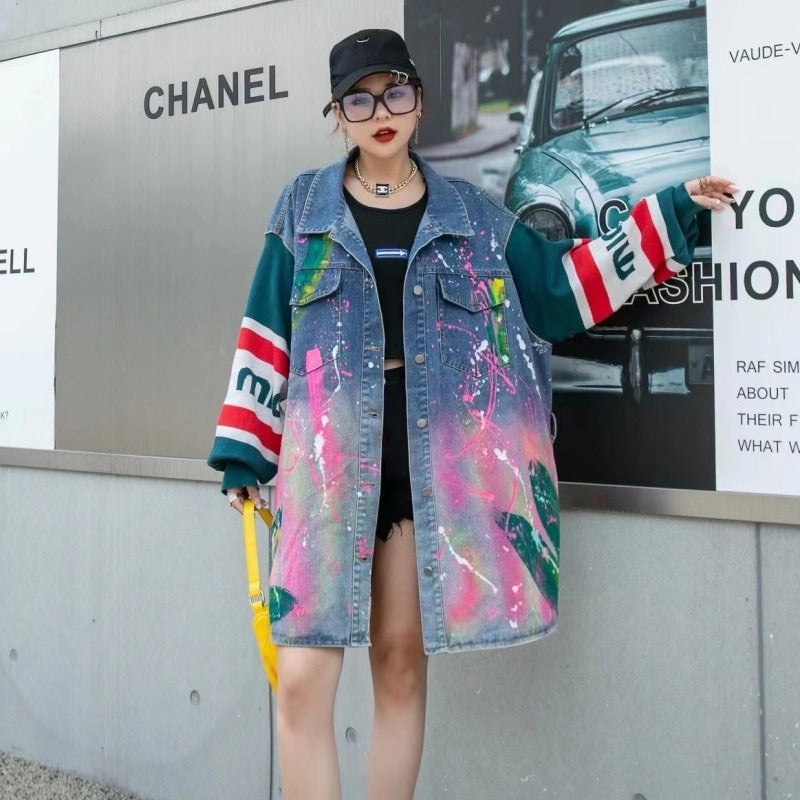 
                      
                        Graffiti style denim jacket
                      
                    