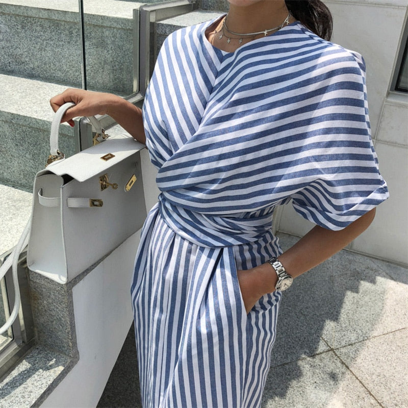 
                      
                        Korean Style Striped Dress
                      
                    