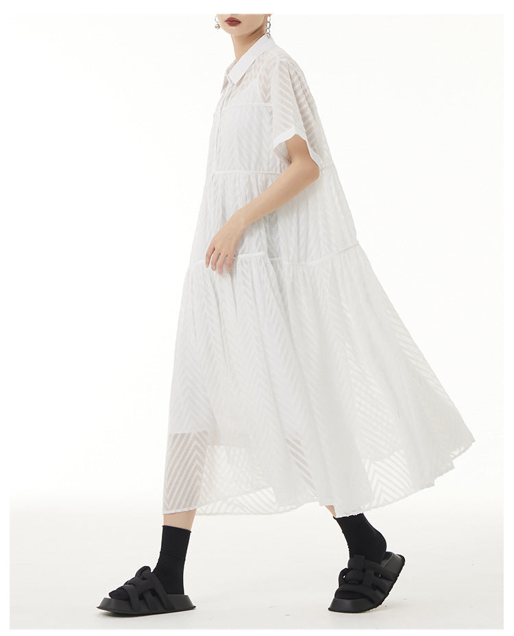 
                      
                        Lace Gauze Shirt Dress
                      
                    