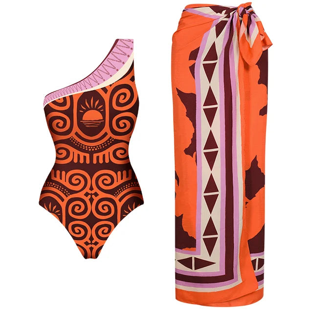 
                      
                        One Shoulder One Piece Swimsuit with Sarong option
                      
                    