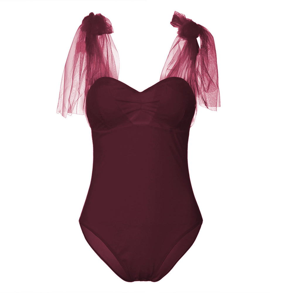 
                      
                        Creative Solid Mesh Banded Swimsuit
                      
                    