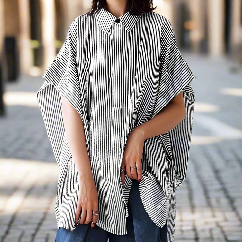 Striped shirt for women, slim and irregular top