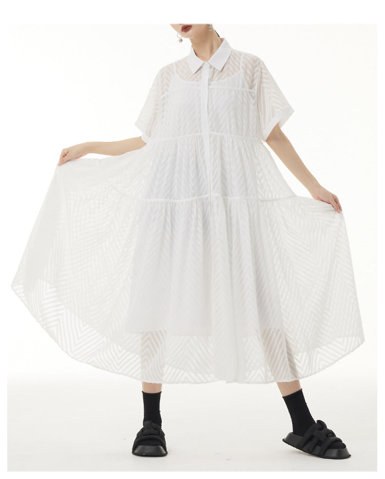 
                      
                        Lace Gauze Shirt Dress
                      
                    