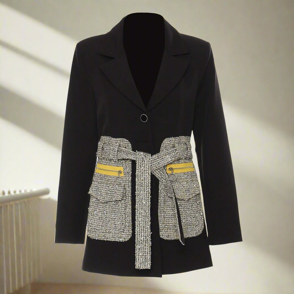 Blazer Patchwork Single Button