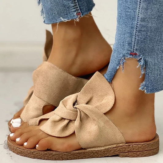 New Flip-Flops Suede Bow Ladies Sandals - SORIGINAIS