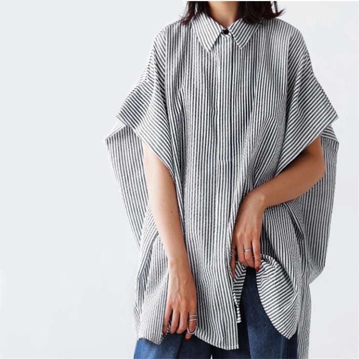 
                      
                        Striped shirt for women, slim and irregular top
                      
                    