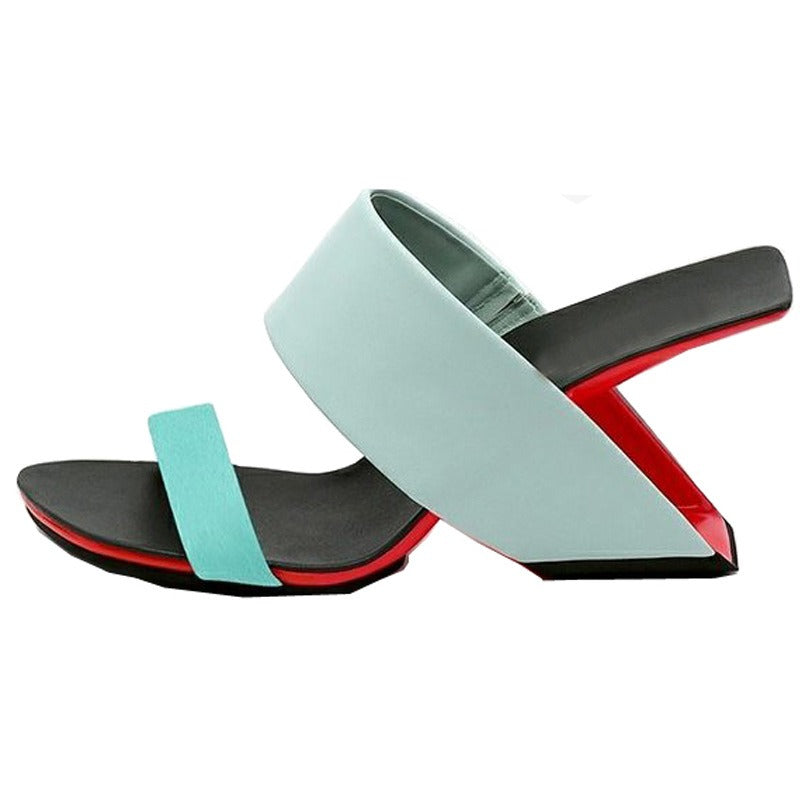 Summer shaped heel ladies square toe slippers - SORIGINAIS