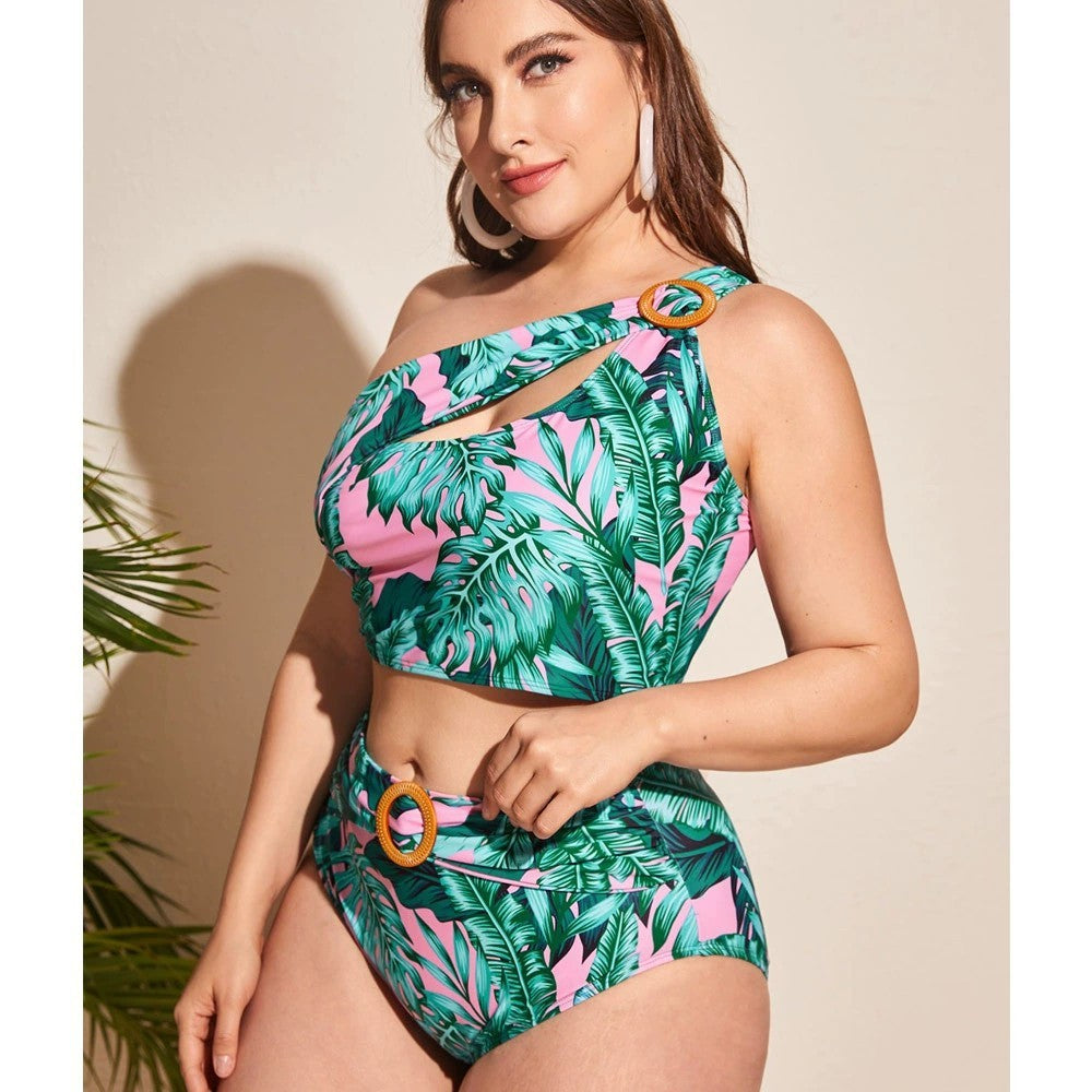 
                      
                        Green Large Size Special Craft Split Swimsuit
                      
                    